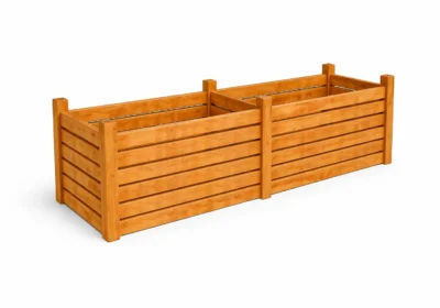 Masivní dvoukomorový kompostér z modřínu 300 × 100 × 100 cm