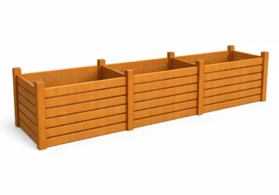 Masivní tříkomorový kompostér z modřínu 450×100×100 cm